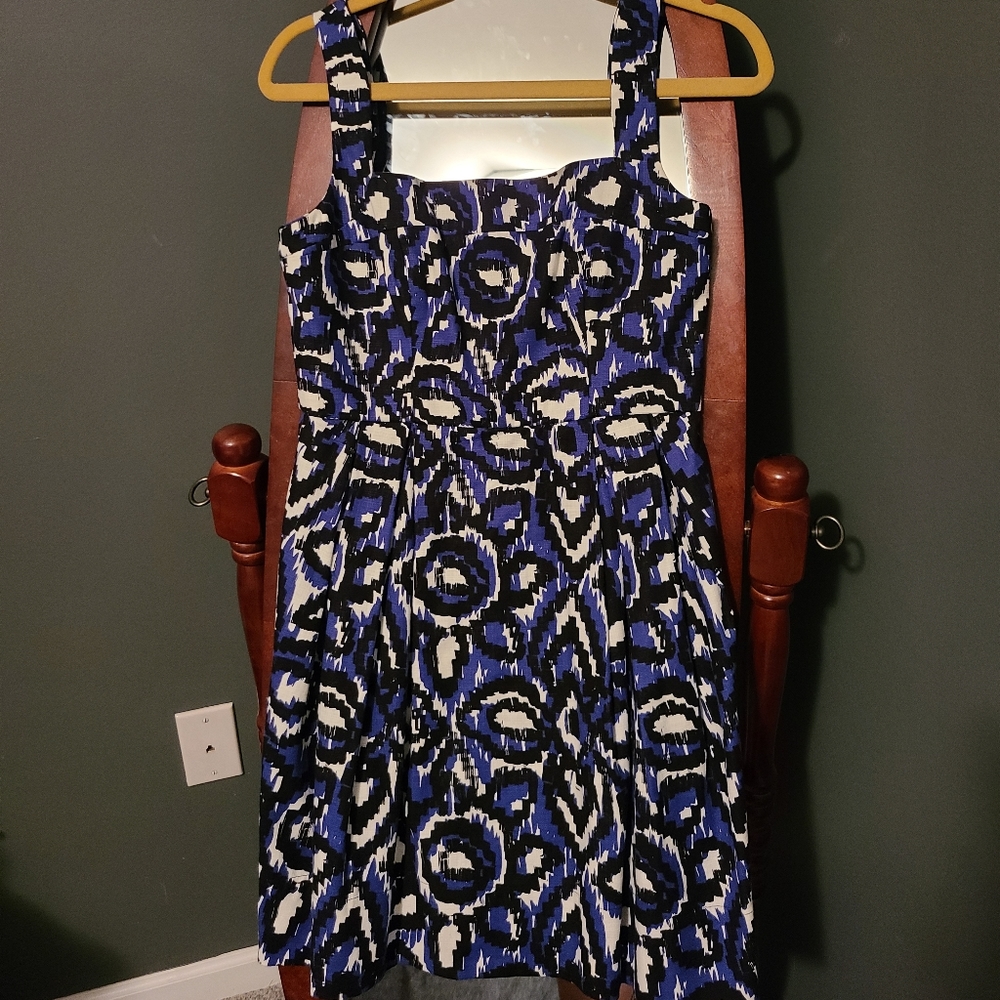 Blue, black and white party dress